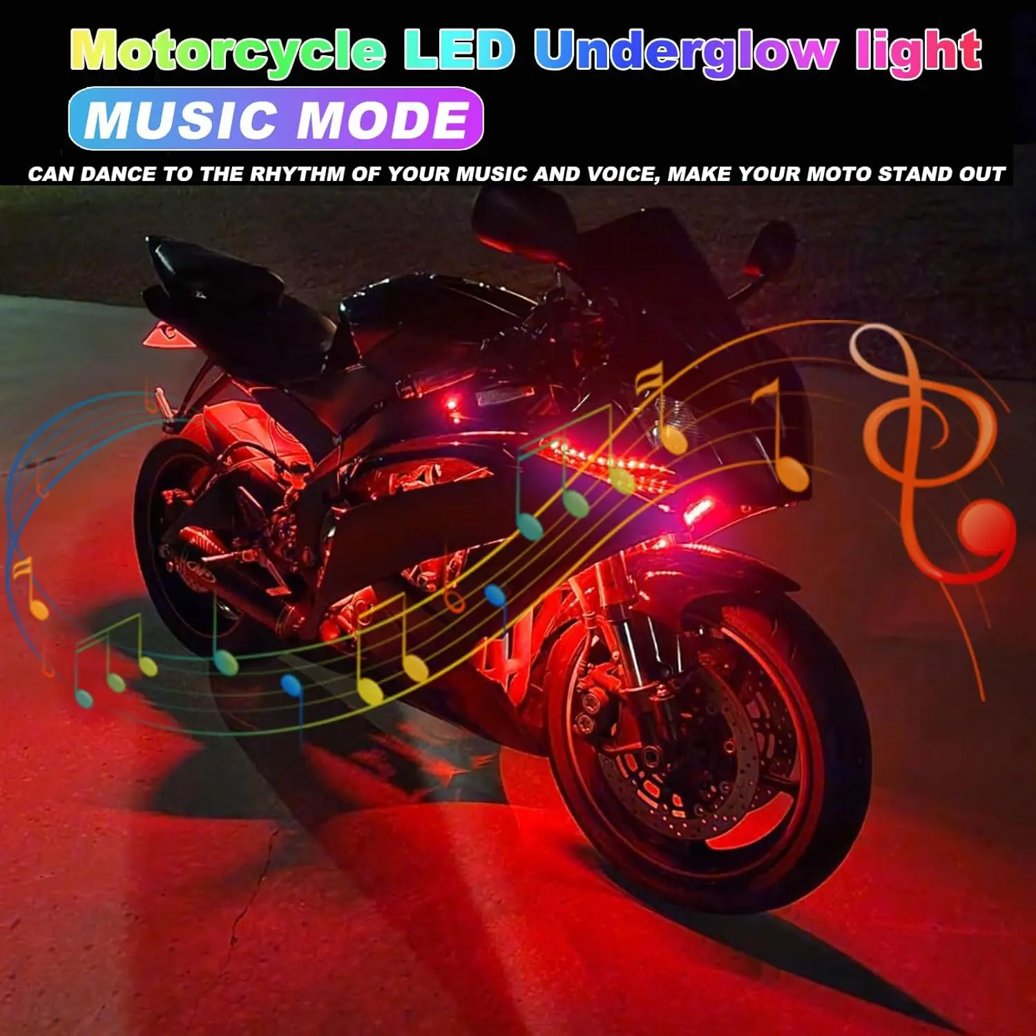 12in1 New Motorcycle Atmosphere Underglow Lights 12V LED Motorcycle Light Kits RGB App Remote Control Decorative Strip