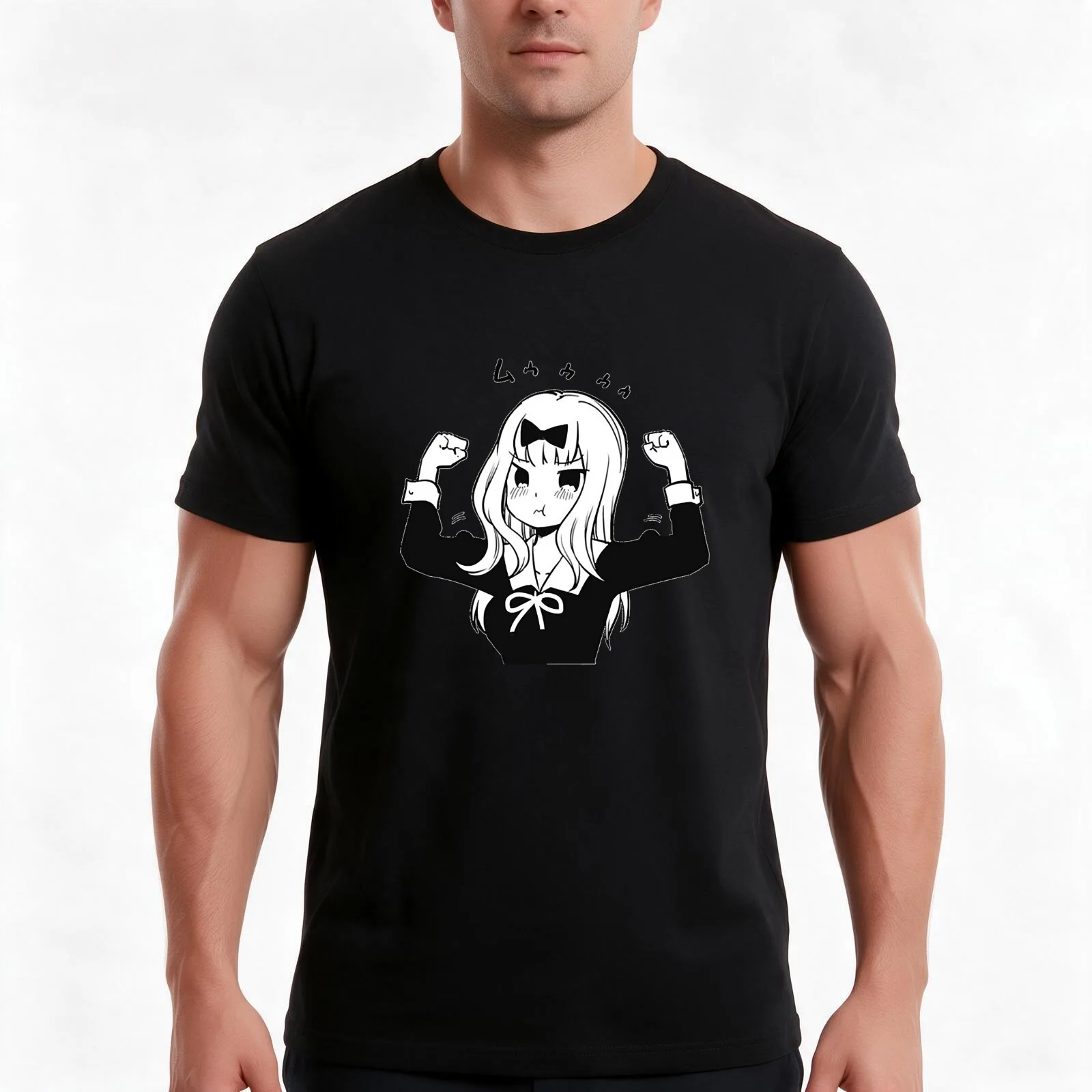 Chika Fujiwara Buff T-Shirt, Summer Casual Cotton Tee, Oversized Streetwear Tops, Vintage Graphic Print, Loose Fit Short Sleeve
