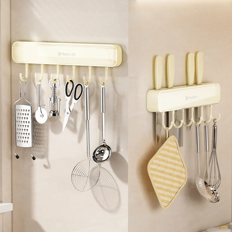 

Kitchen Storage Rack High-grade No Drilling Multifunctional Anti-tipping Hook-in-one Portable Stylish and Space Optimization