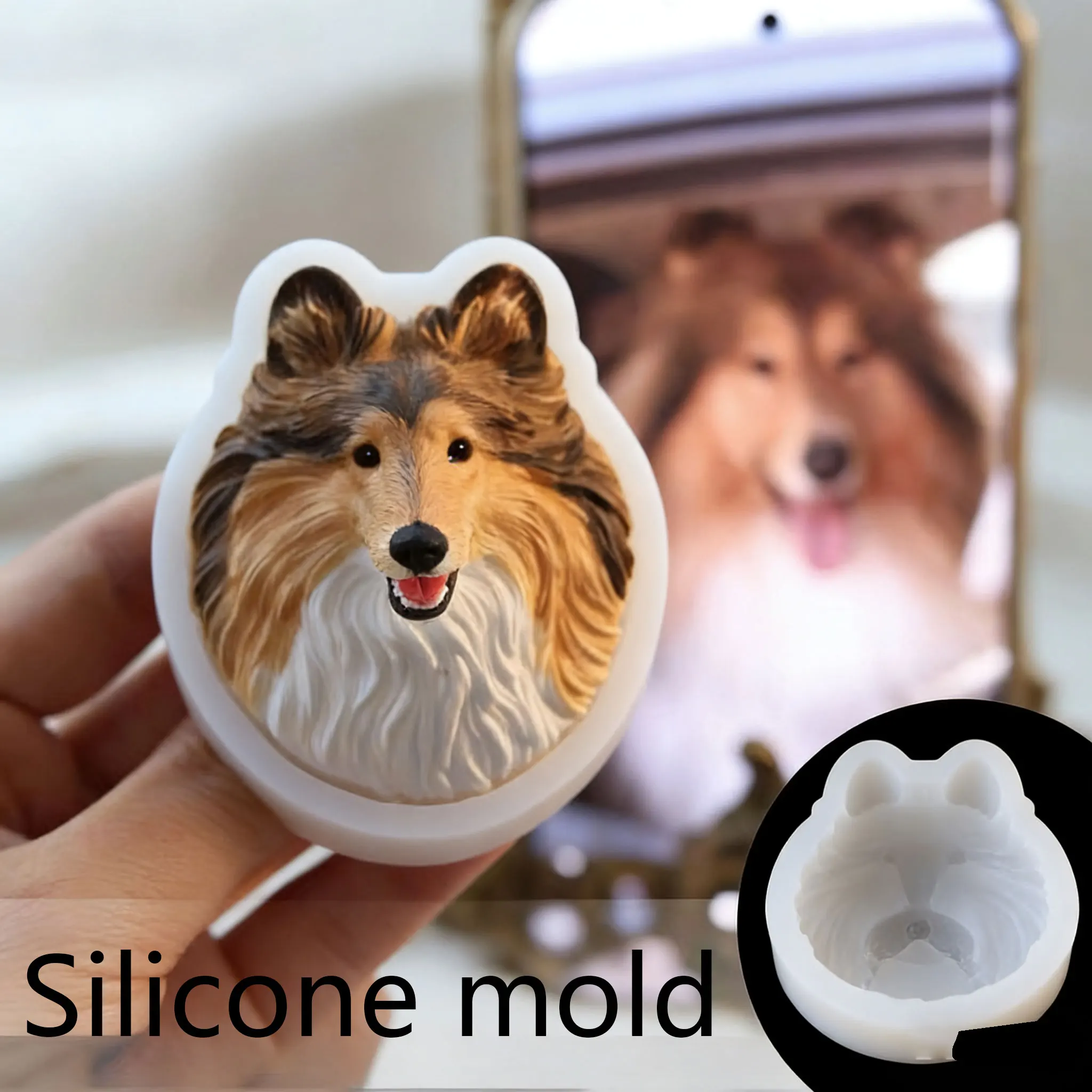 

Силиконовая форма 3D «Голова шотландской колли», для гипса и смолы, для создания памятных сувениров, фигурок животных, декора для дома