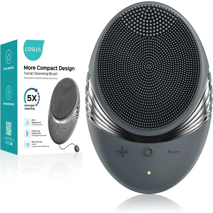 

Facial Cleansing Brush Face Scrubber : Portable Silicone Waterproof Rechargeable Face Wash Brush 5 Cleansing Modes Electric Dee