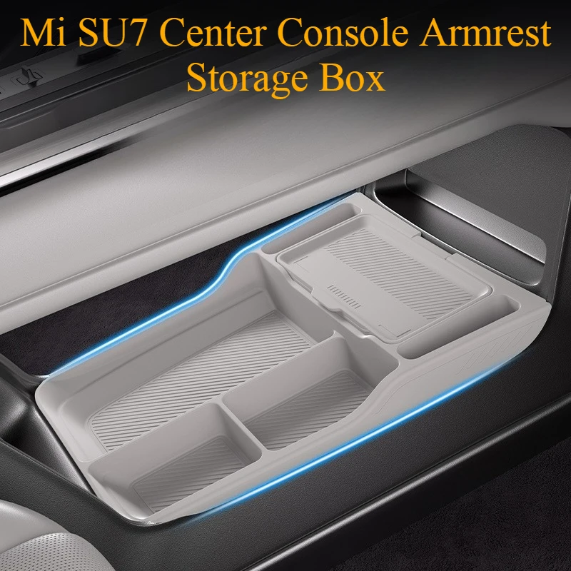 

For 2024 Mi Su7 Ultra Central Control Armrest Storage Box Silicone Non-slip Pad Car Interior Decoration Modification Accessories