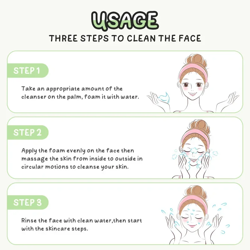 Green Tea Cleanser Rich Foam Deep Clean Remove Grease Improve Oily Face Wash Cream Gentle Moisturizing Cleanser 80g