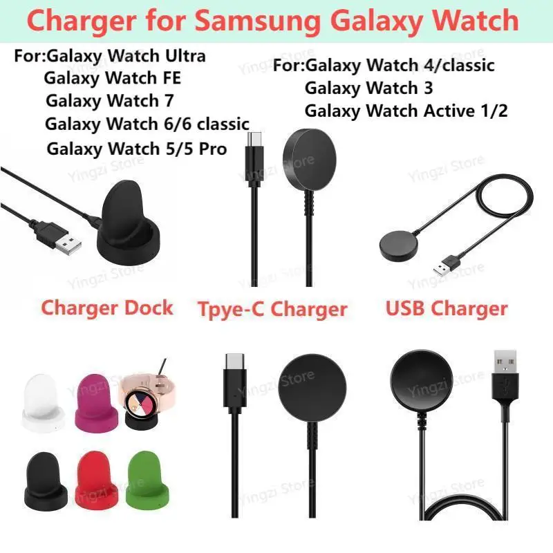 USB TYPC-C Magnetic Charger For Samsung Watch Ultra Charging Dock Samsung Galaxy 7 FE 6 6 Classic 5 5pro 4 4 Class 3 Active 1 2