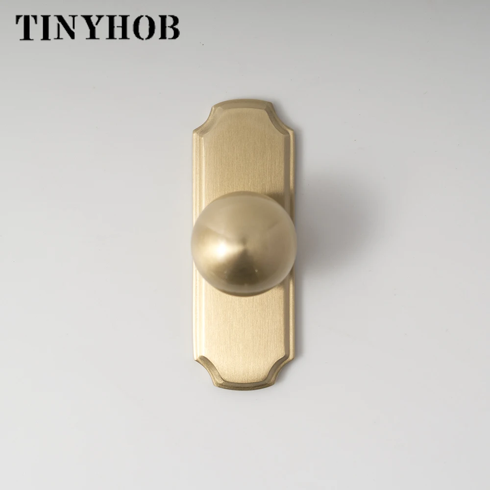 Vintage Brass Ball Knobs with Backplate,Single Hole Cabinet Drawer Pulls, Retro Furniture Hardware for Kitchen Bathroom Wardrobe