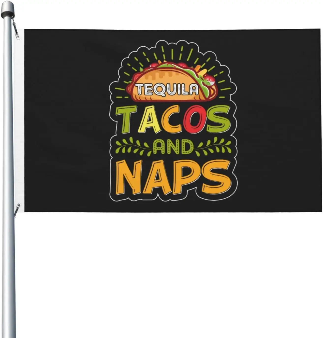 Drapeau Tequila Tacos et Naps 100 % Polyester