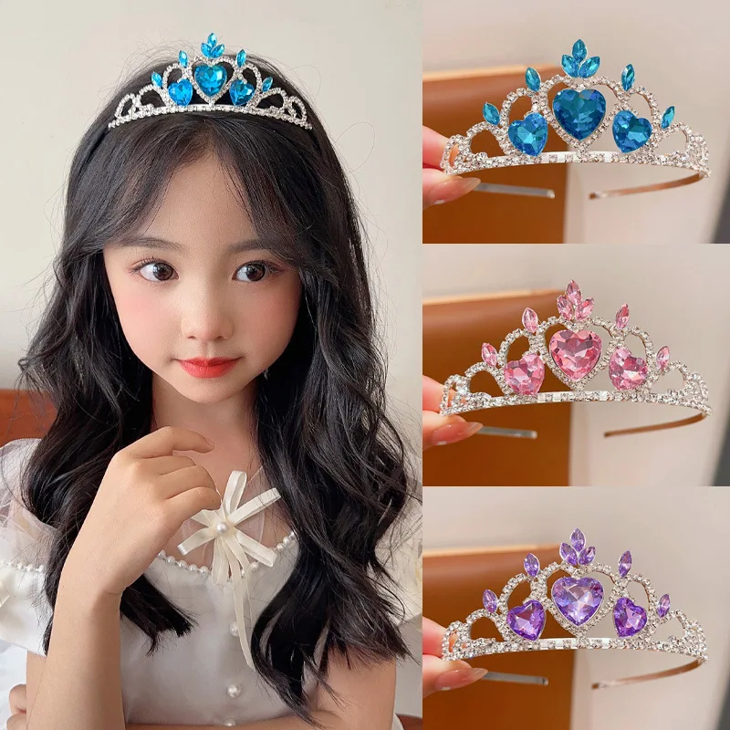 Elegant Princess Bride Crystal Crowns Wedding Rhinestone Tiaras Prom Headpiece Children Hair Accessories Jewelry Decoration