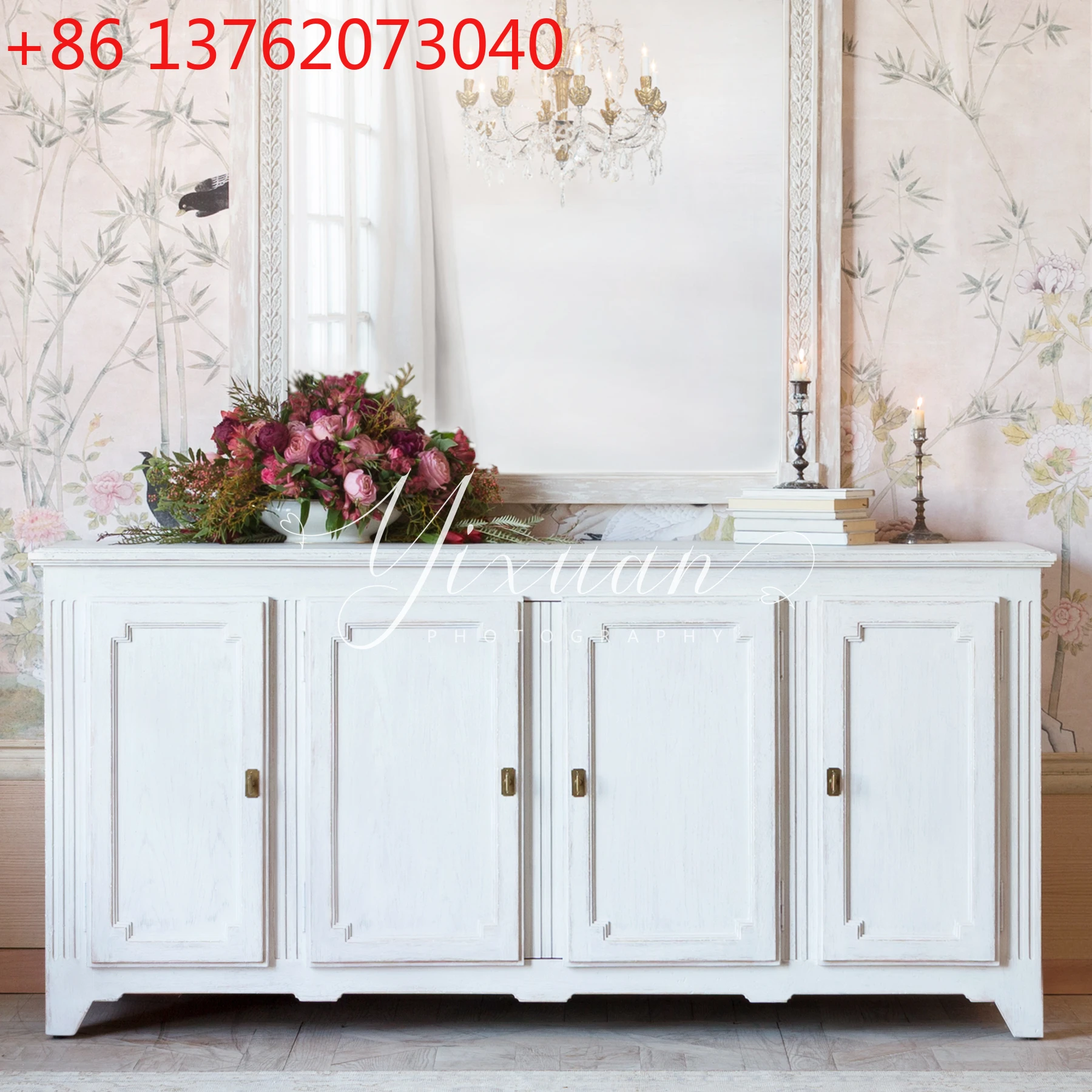 

Французский ретро обеденный боковой шкаф из цельного дерева, ретро старый американский шкафчик для гостиной