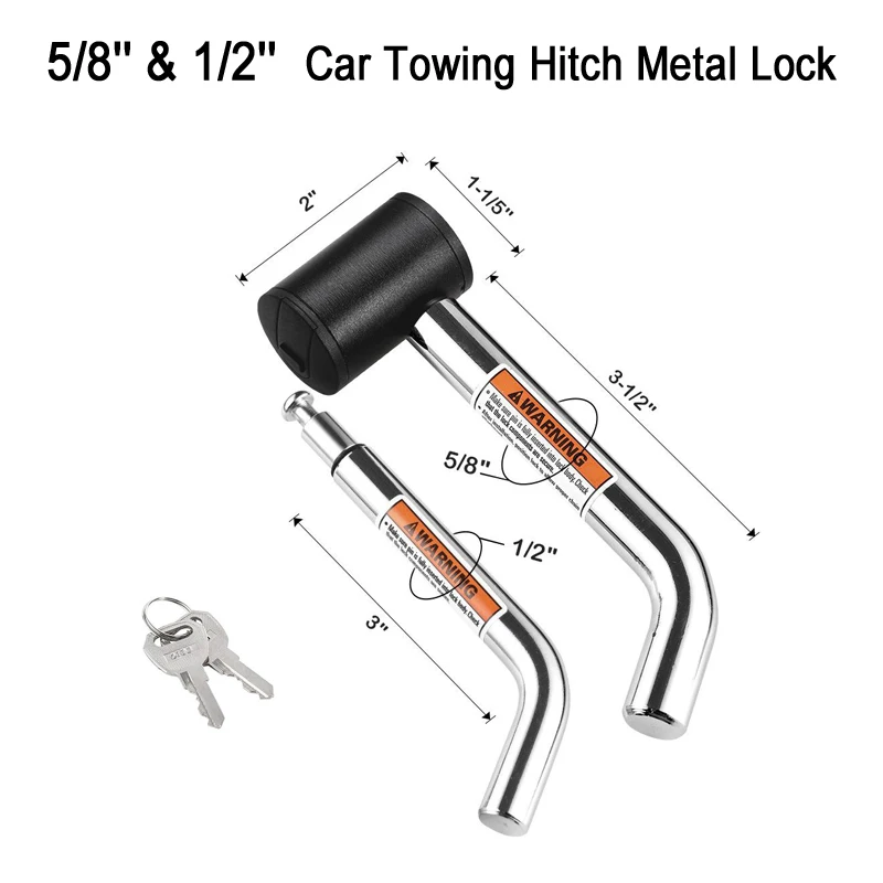 1 Set 5/8'' & 1/2'' Car Towing Hitch Lock American Style Carbon Steel Trailer Tractor Lock Safety Towing Lock