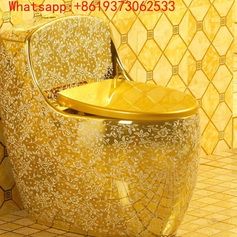 

New Household Egg-type Golden Toilet Modern Light Luxury Creative Color Toilet Siphon Water-saving Small Apartment