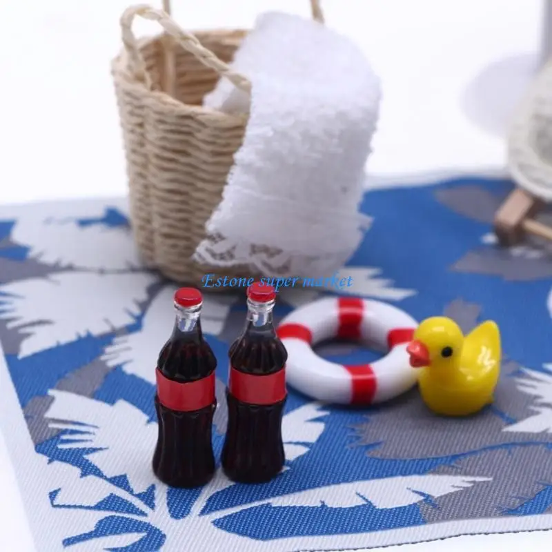 090B 미니어처 해변 세트 1/12 인형 집 장면 액세서리 나무 라운지 의자 포함