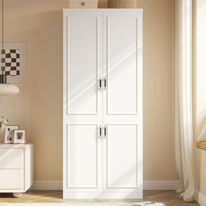

Armoire Wardrobe Closet with 4 Door, 74.8" Large Wardrobe Cabinet with Hanging Rod