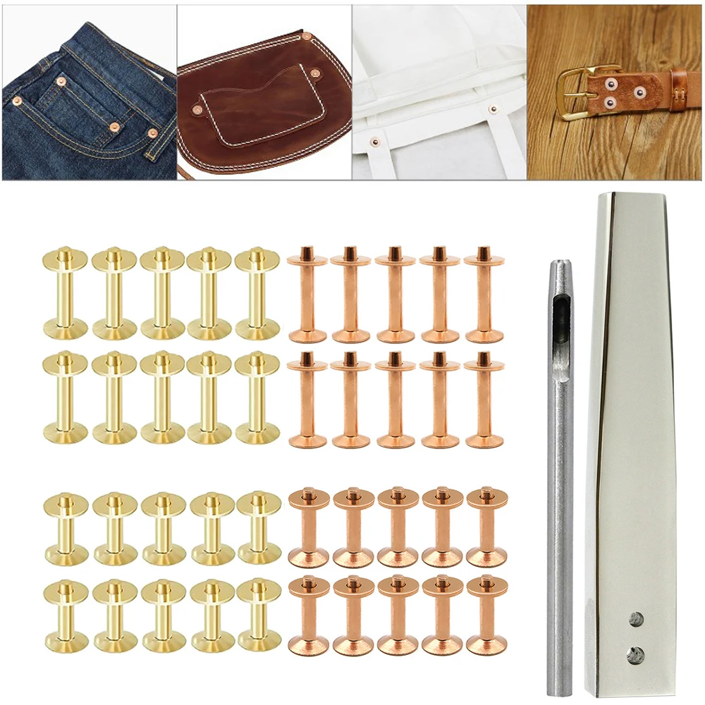 Nail Rivets Brass Leather Jeans Belt Screws Eternal Fixation Luggage Metal Craft Gold Red Bronze Solid Rivet Punch Stud Head