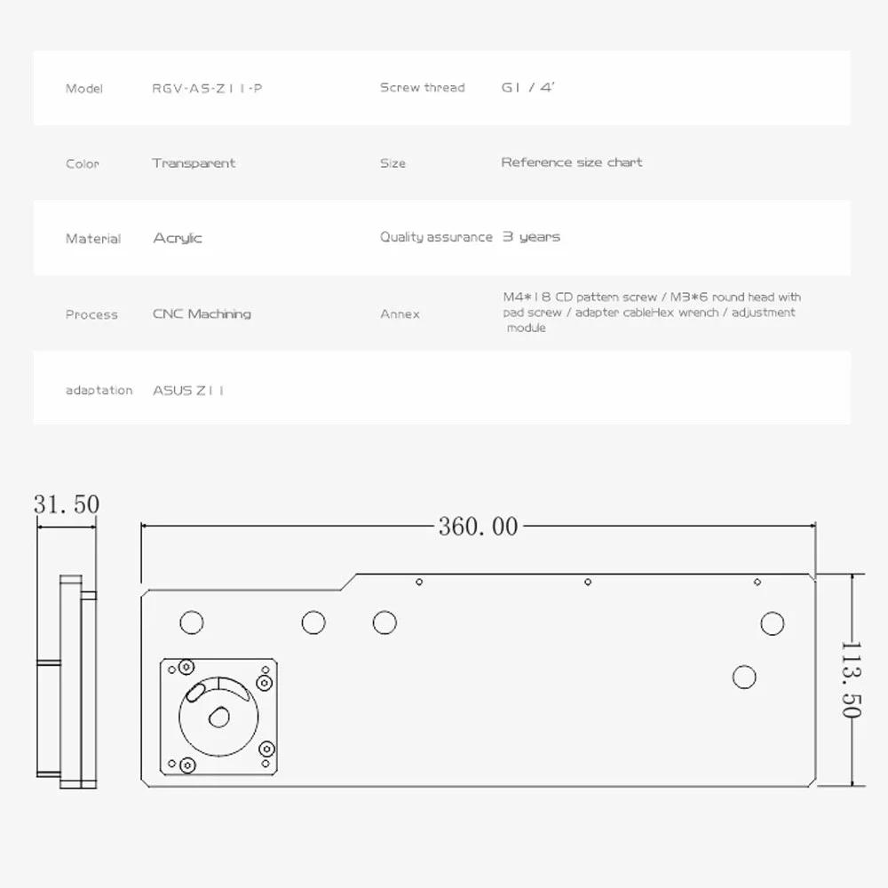 Imagem -06 - Bykski Rgv-as-z11-p Placa de Discagem para Asus Rog Z11 Case Placa de Via Navegável Defletor pc Sistema de Refrigeração Líquida Personalizado 5v Argb 12v Rgb