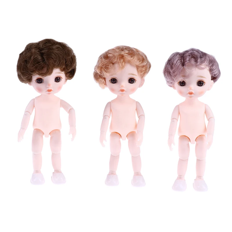 16cm Naked Body Mini 13 Movable Jointed Dolls Curly Hair Naked Body Doll DIY Toy Boy Dolls With Shoes For Girls Birthday Gift