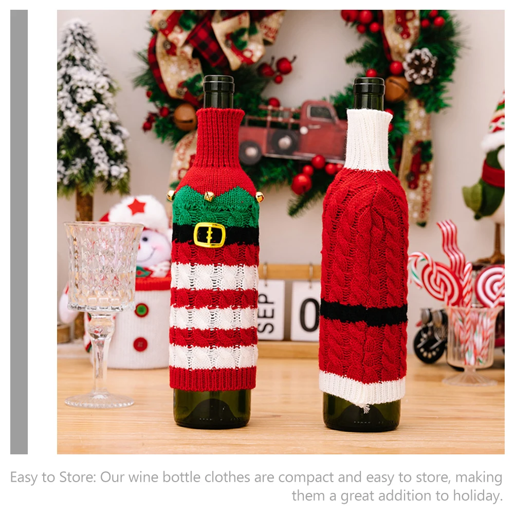 

2pcs Wine Bottle Cover Christmas Decors Sleeve Reusable Lovely Bottle Sleeve Decor Xmas Party Supplies Wine Accessories Soft