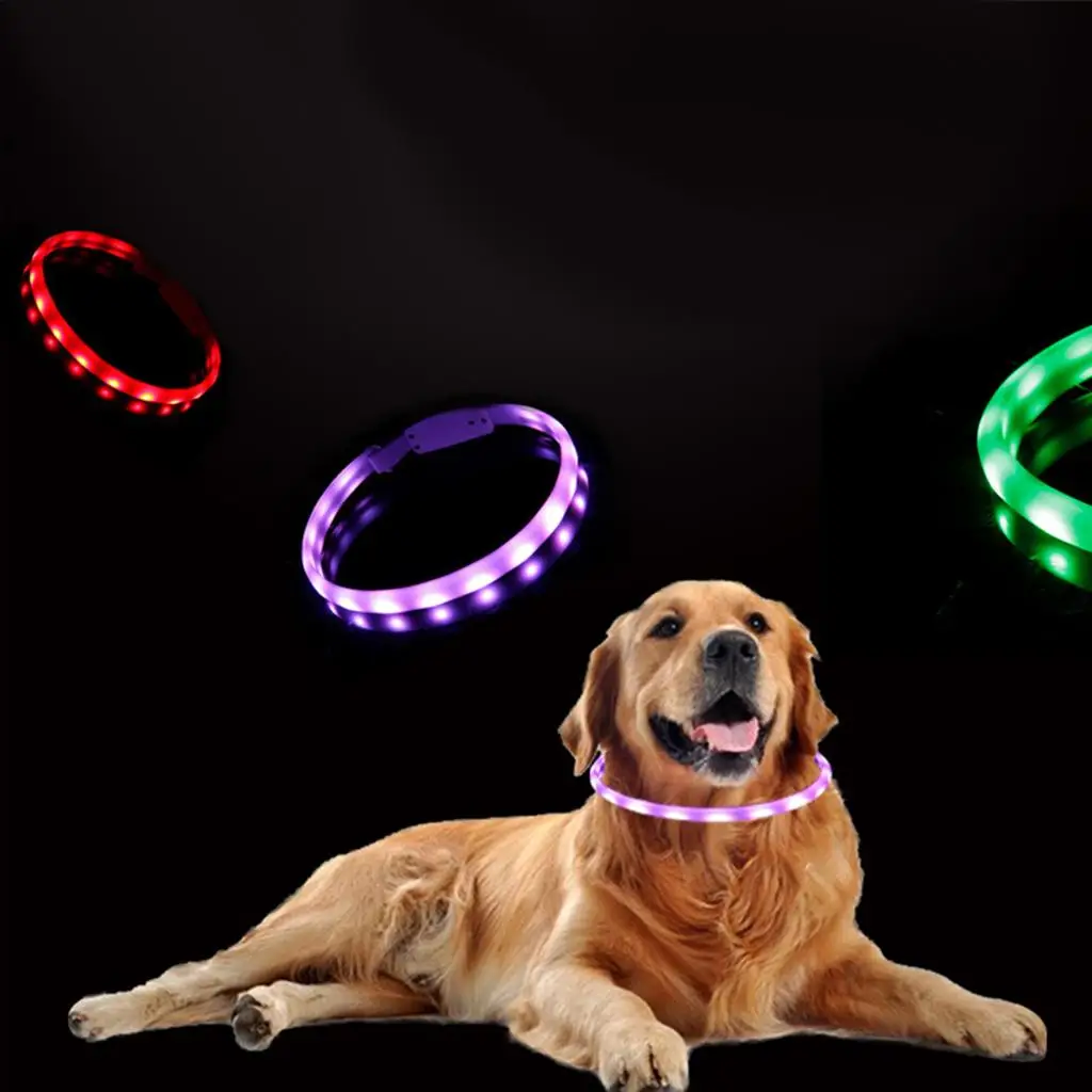 Pet Dog LED Collar Necklace USB Rechargeable Flashing Luminous Collars Leash