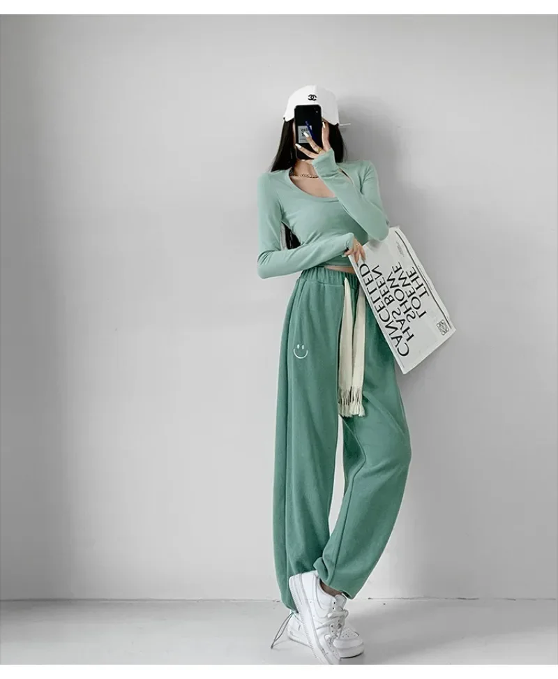 Spring Autumn New Women Pants Gray Sweatpants Casual Baggy Pants Female Vintage Harajuku Streetwear Sport Wide Leg Trousers Y2k