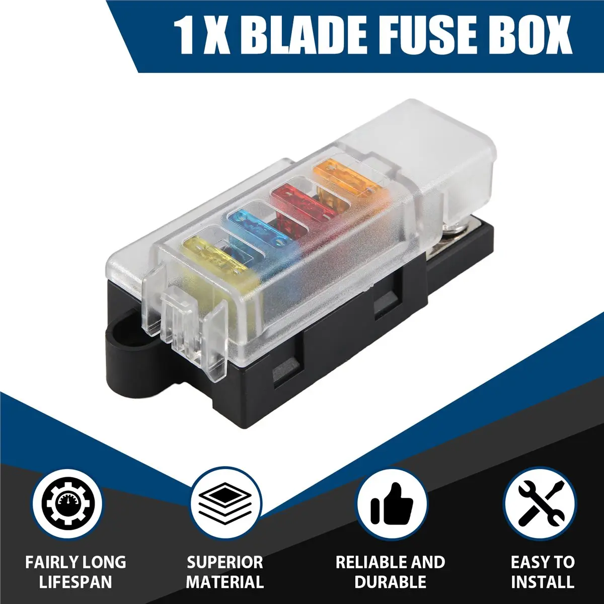 ~【On Sale】Blade Fuse Box for Automotive Boat Marine 4 Way 12-32V 4 Circuit Fuse Block with Cover