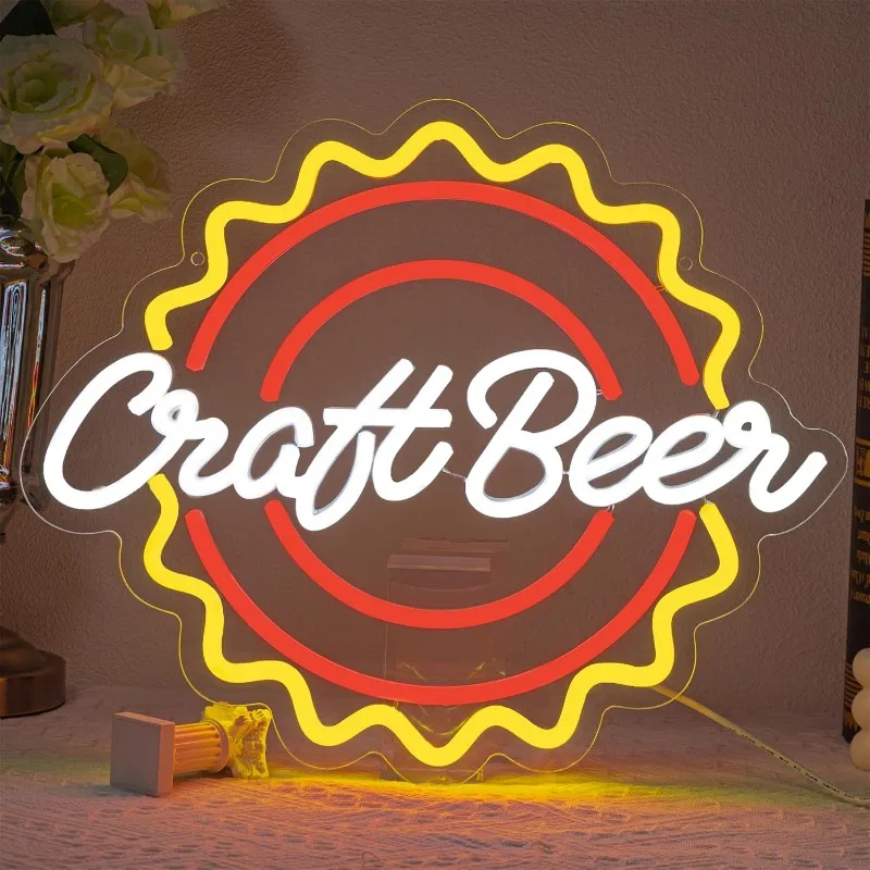 

Beer Neon Sign Wall Decor USB Powered LED Neon Sign Dimmable Neon Sign for Bedroom Beer Bar Club Man Cave room decor USB