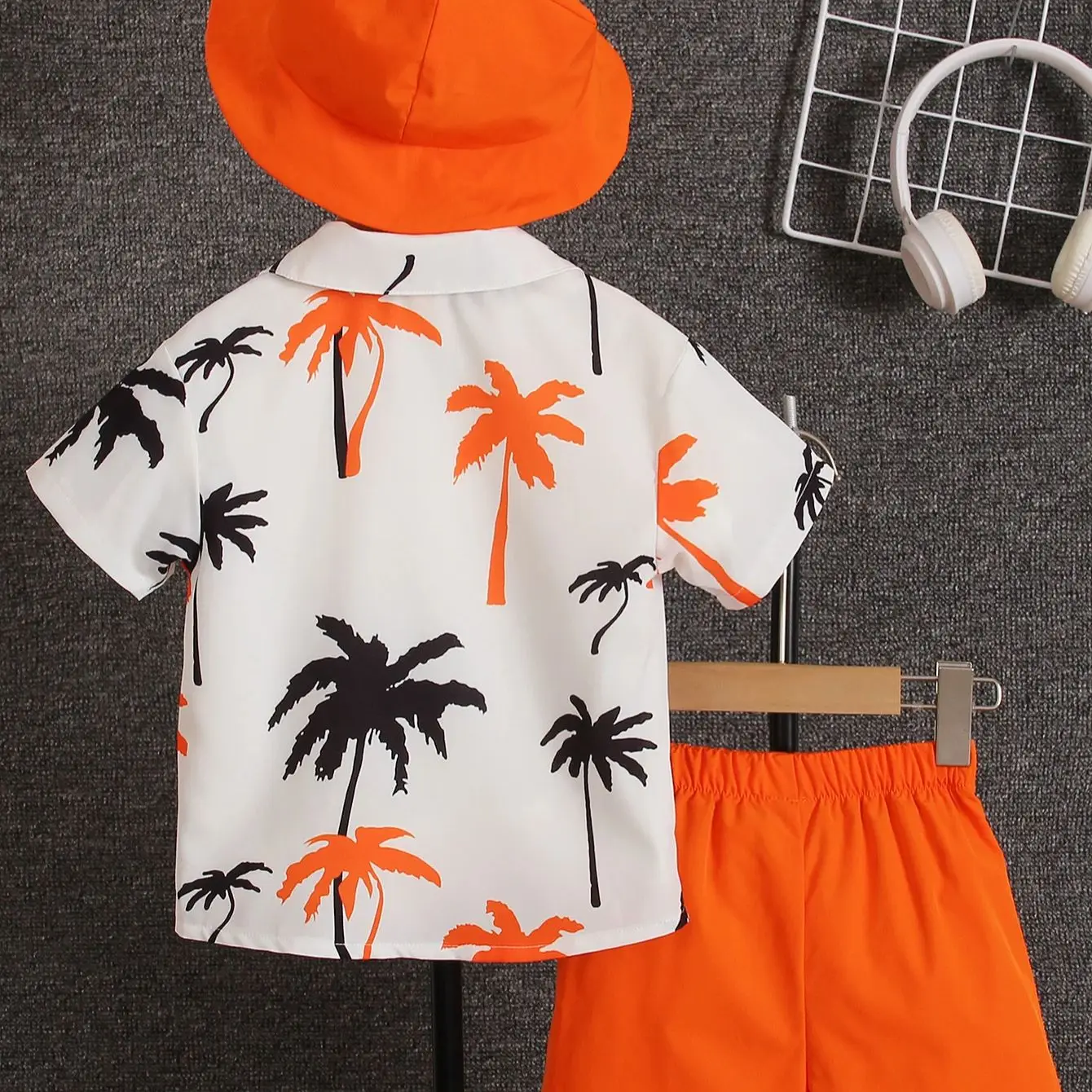 Three-piece summer 2 to 7-year-old boys and girls can choose a variety of colors holiday fresh coconut print short-sleeved shirt