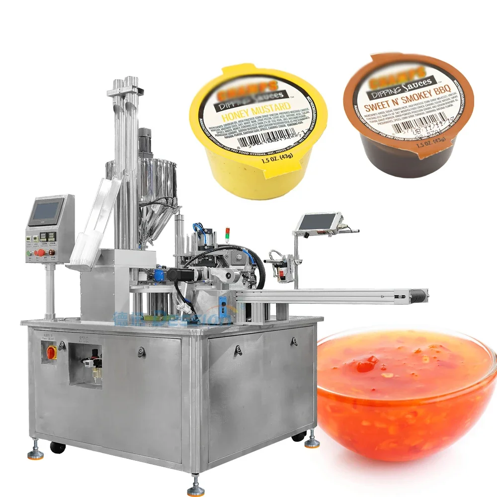 Automatic Rotary Sweet Chili Sauce Cup Filling Machine BBQ Chili Sauce Small Dipping Cup Filling Sealing Machine