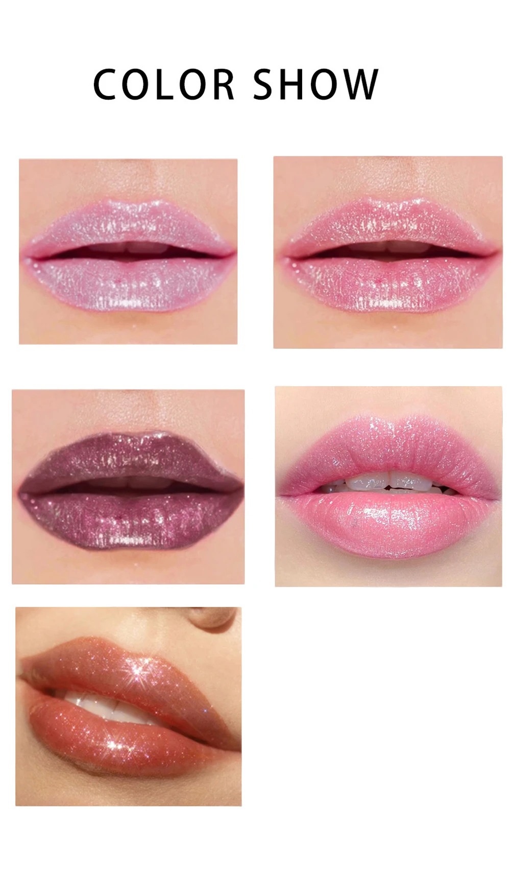 Brillo de labios Private Labe, logotipo personalizado, brillo de labios de perla brillante de diamante de 3 colores, maquillaje humectante de larga duración vegano