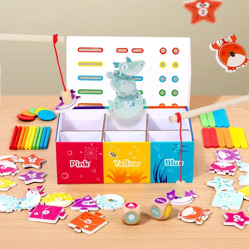 

Многофункциональная магнитная деревянная игрушка для рыбалки — коробка для познания цвета и формы на английском языке для детей