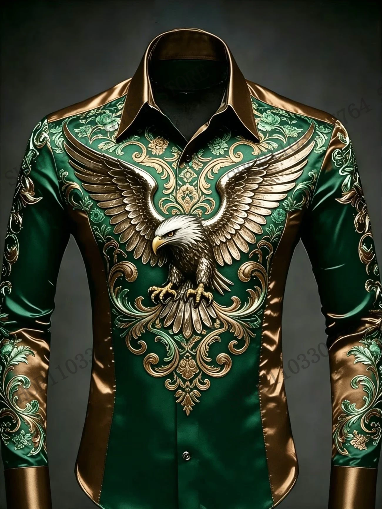 New Mens Noble Eagle Full Sleeve Shirt Golden Dragon 3D Print Shirt Men/Women Fashion Luxury Shirts European American Blouse