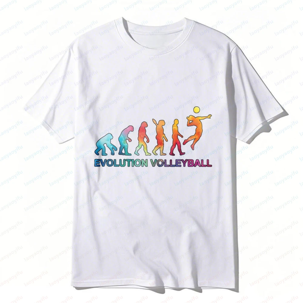 Evolution Volleyball Print T-Shirt Funny Retro Ball Game Outdoors Unisex Tee Summer Casual Sporty Trendy Athletic Wear Men Tops