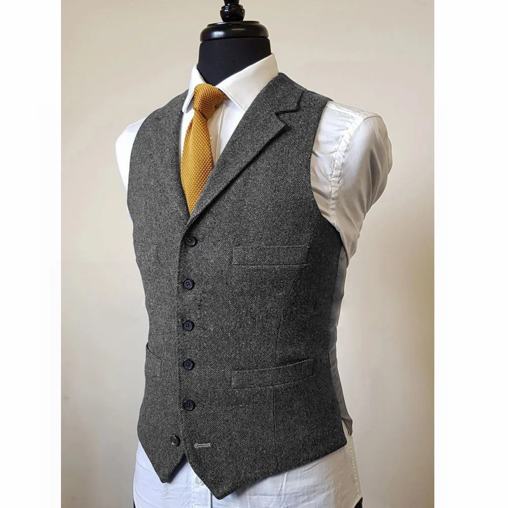 New Men's Vest Formal Man Vests for Men Business Casual Single Breasted Sleeveless Vest Herringbone Male Summer Gilet Waistcoat