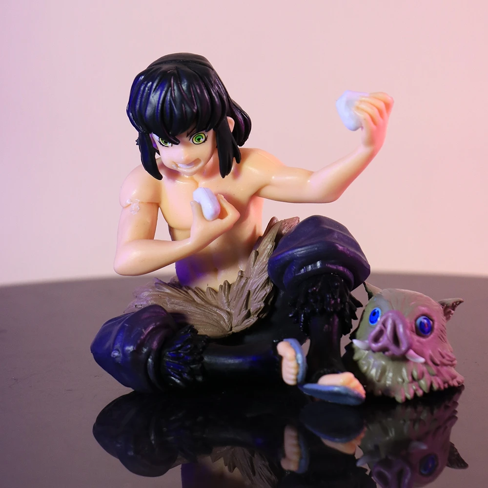 Bandai-Figurine en PVC Demon Slayer, boule de riz, figurine d'anime, figurine d'action Hashibira Inosuk, ornement de table, poupée modèle de Noël, jouets de décoration