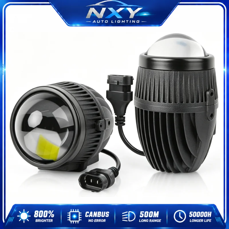 NXY NX12 2 Inch Bi LED Projector Fog Light Dual Beam Smart Switch H11 High Low Beam Car Lamp Retrofit Universal Upgrade Kit