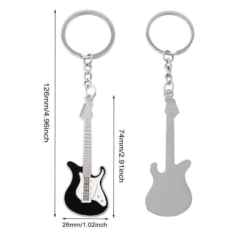 6Pcs Guitar Keychain for Men Mini Cute Bass Key Chain Ring for Kids High-end Car Keyring Electric Guitar Key Holder