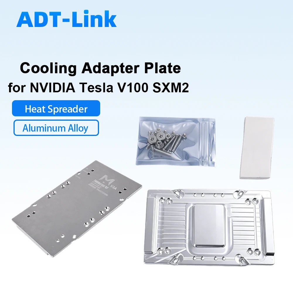 Heat Spreader Cooling Adapter Plate for NVIDIA Tesla V100 SXM2 GPU Aluminum Thermal Plate Water/Air Cooler Multi-Mount Holes