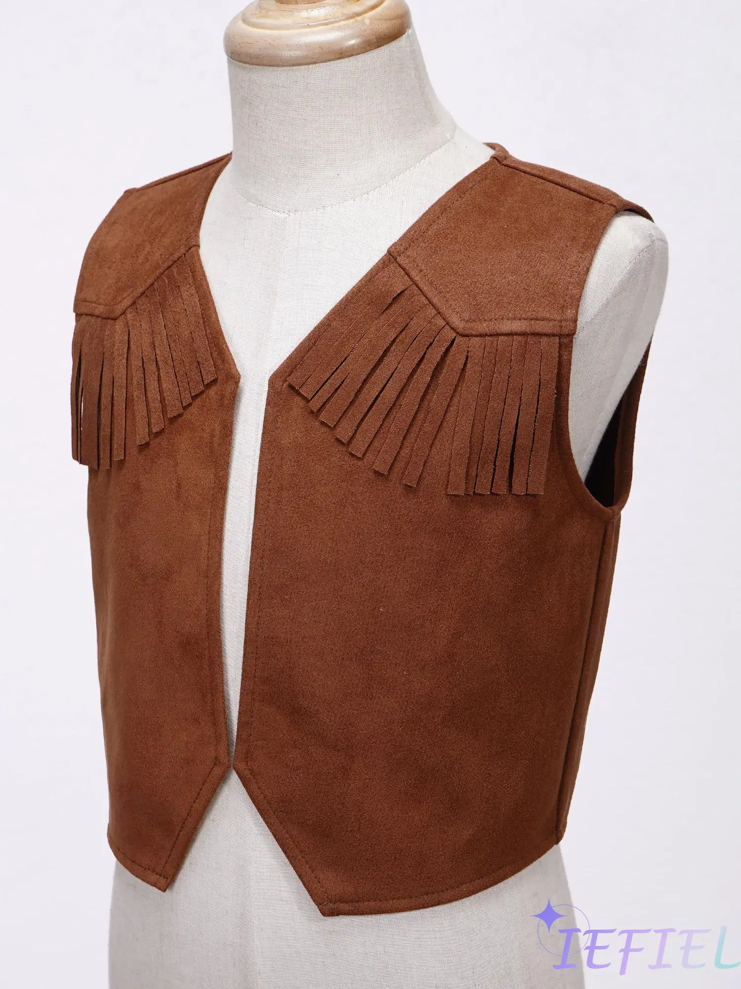 

Kids Boys Western Faux Leather Cowboy Fringe Vest Fancy Dress Up Halloween Christmas Holiday Cosplay Costume Easter Carnivals