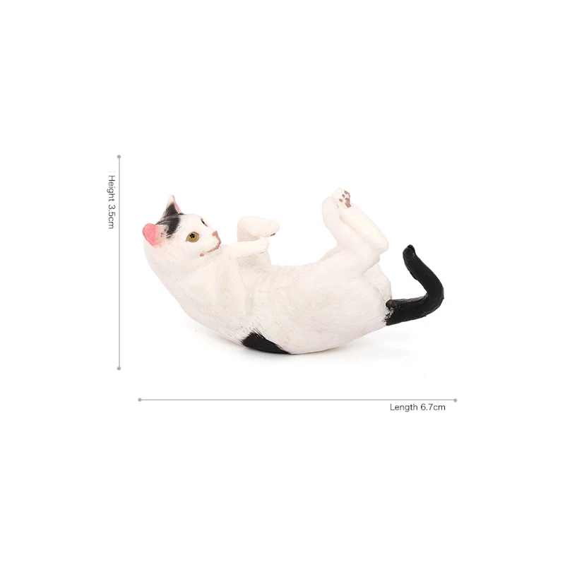 Simulation Cow Cat Model Black and White Cats ornament Creative Stretching Lazy Kitten Craft Desktop Decoration