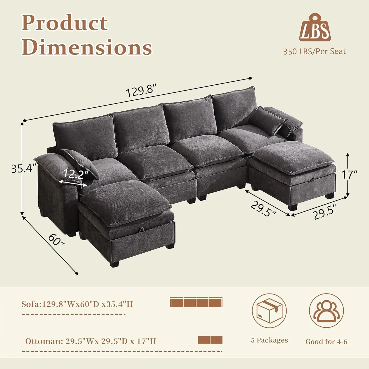 Thumbnail 2 - #34 Best Rated Modular Sectional Sofas to Buy in 2026