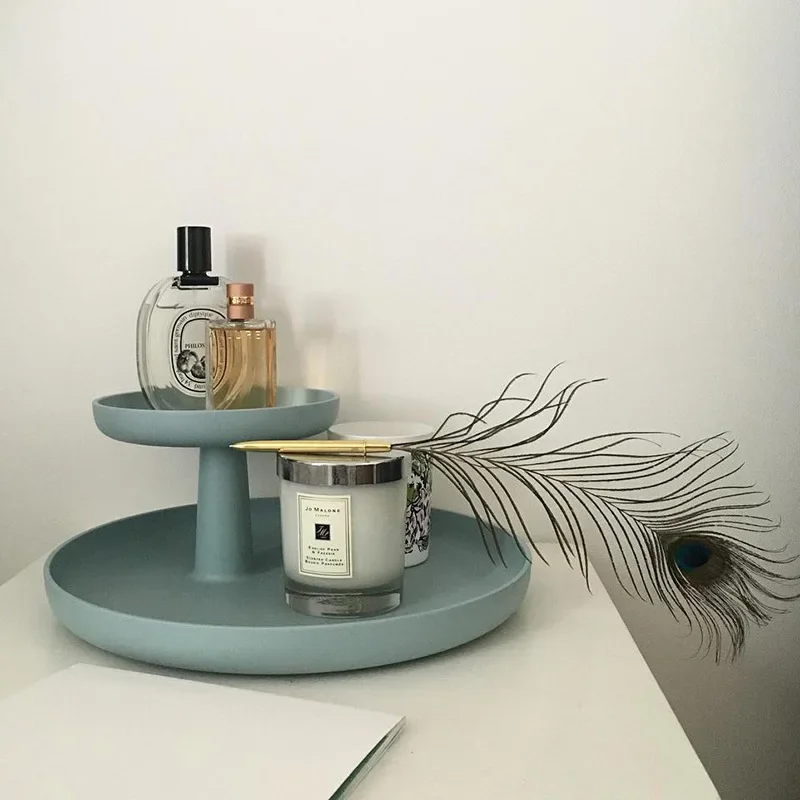 Assiette à fruits rotative Double couche, assiette à fruits créative de bureau, plateau romantique de dîner nacré design