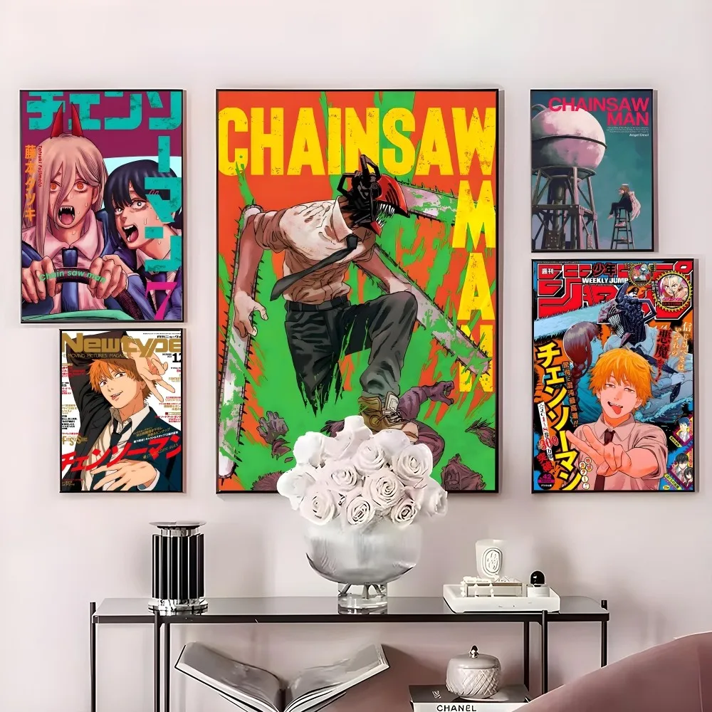 

Hot Blood Anime C-Chainsaw M-Man Poster HD art sticky wall waterproof home living room bedroom bar aesthetic decoration