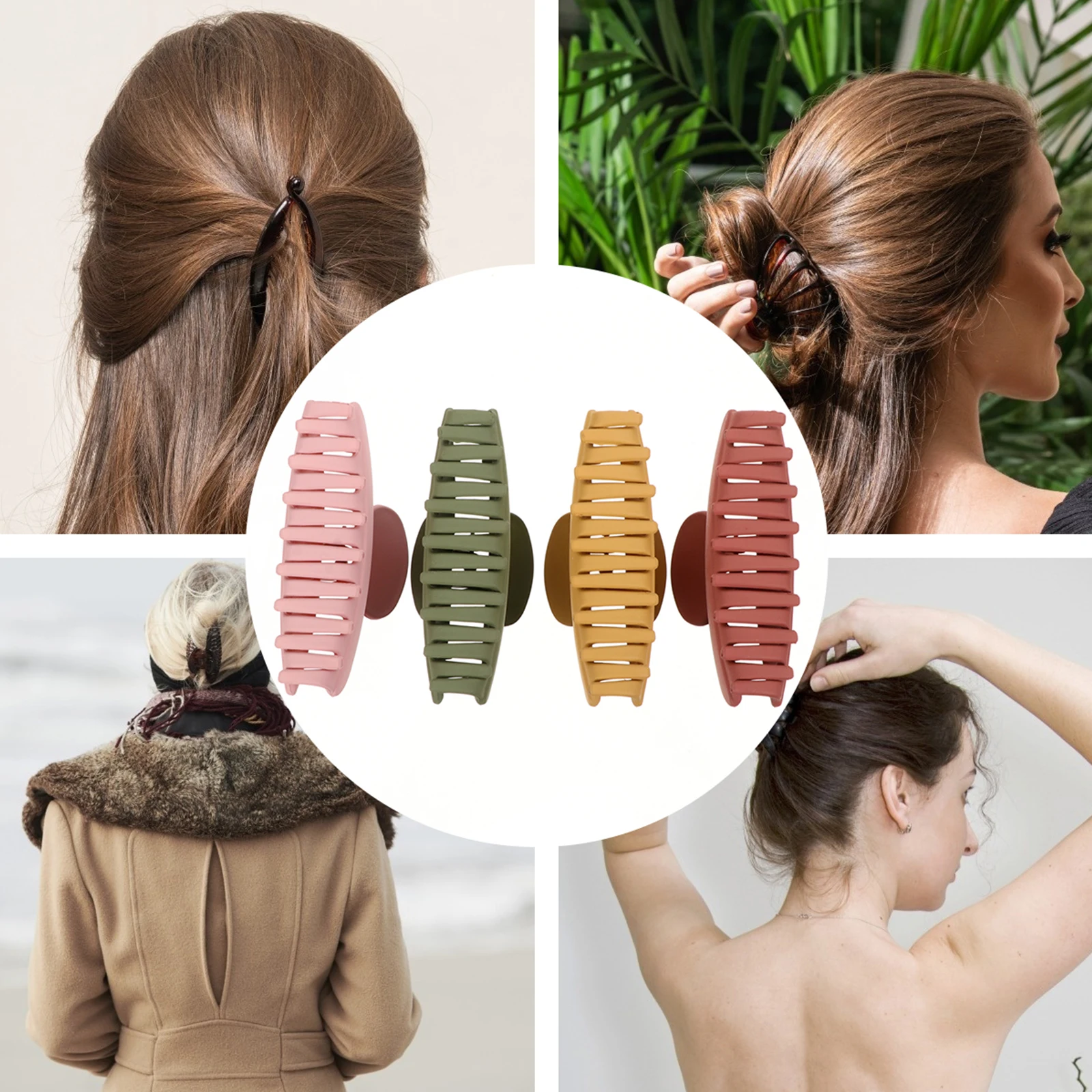

4 Pcs C y Color Hair Clips Acrylic Claw Barrette Durable Sturdy Thin to Thick Hair Styling Office Outing Gifts