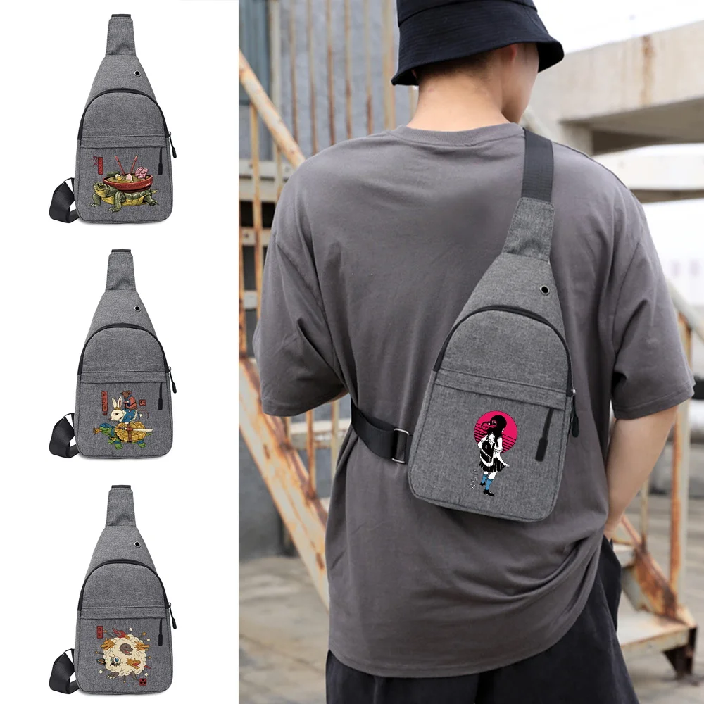 Bolso de pecho de hombro para hombre, bandolera deportiva corta de lona para la escuela, tendencia al aire libre, para teléfono móvil