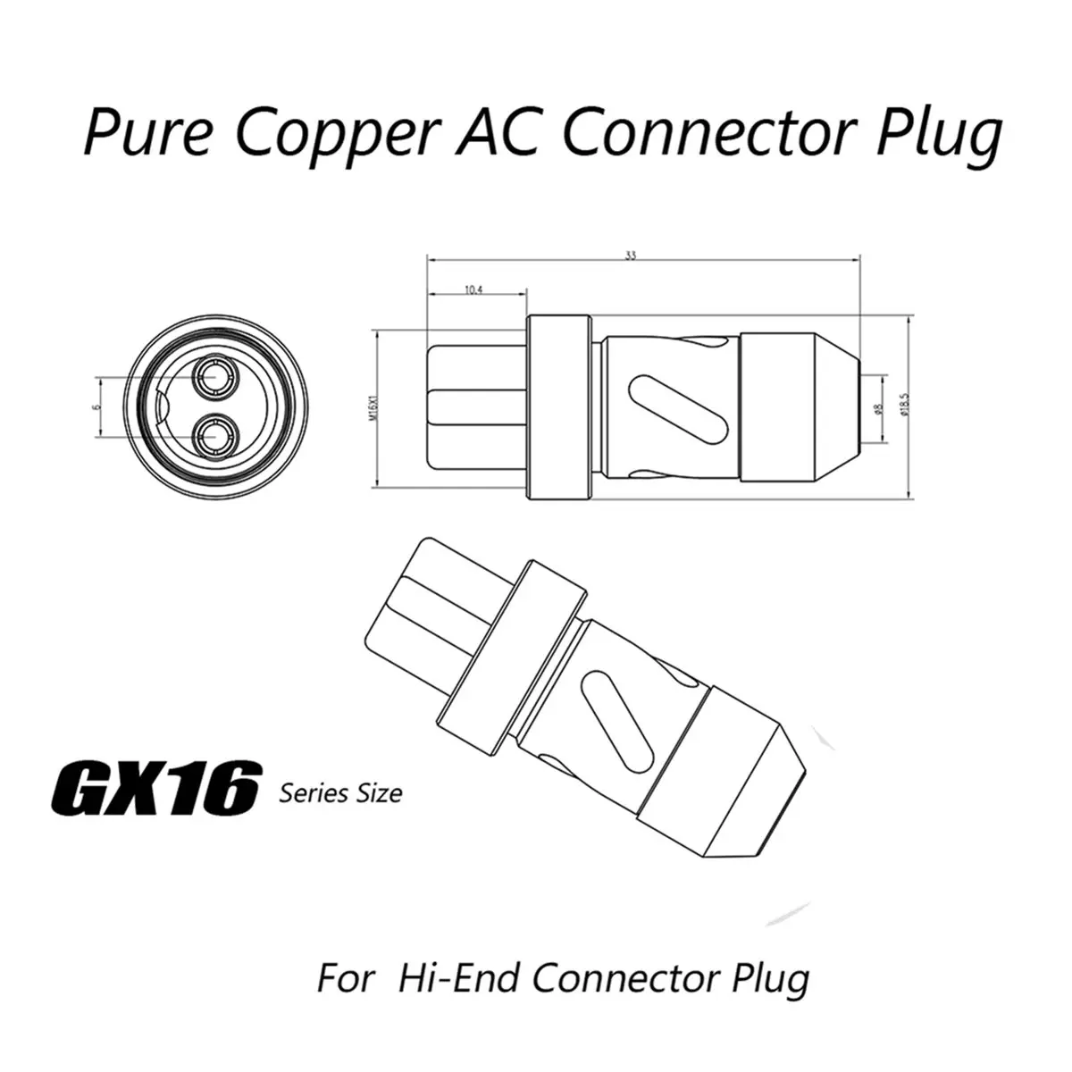 2X GX16 2Pin Female…