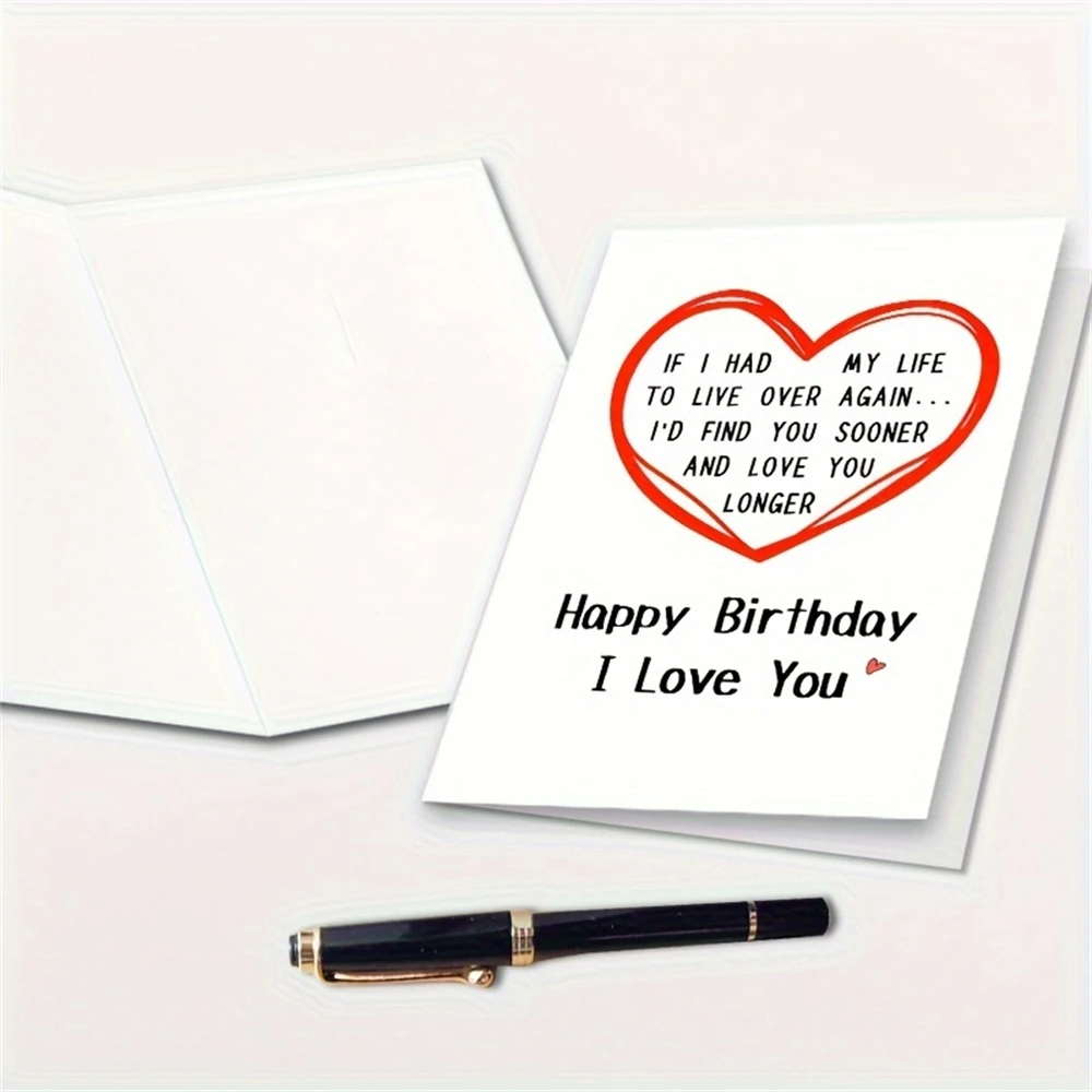 1pc,Romantic Birthday Card for Husband Boyfriend, Funny Birthday Card for Girlfriend Wife - I Wish I Could Love You longer,with