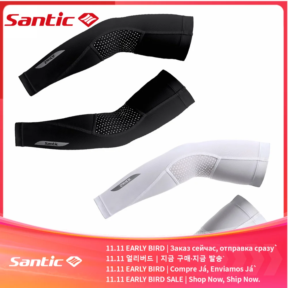 Santic Summer Cycling Arm Sleeve Bicycle Breathable Arm Warmers UV Protection Sports Outdoor Ice Fabric Cycling Arm Sleeve