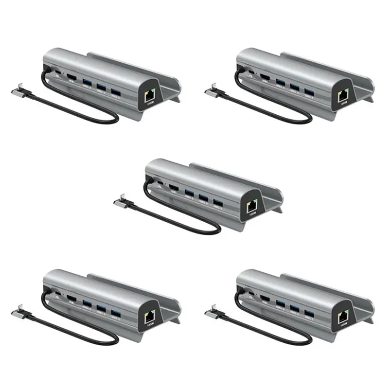 Stylish-5X Dock Station TV Base Stand Hub Holder Docking USB C To RJ45 Ethernet For Steamdeck Console