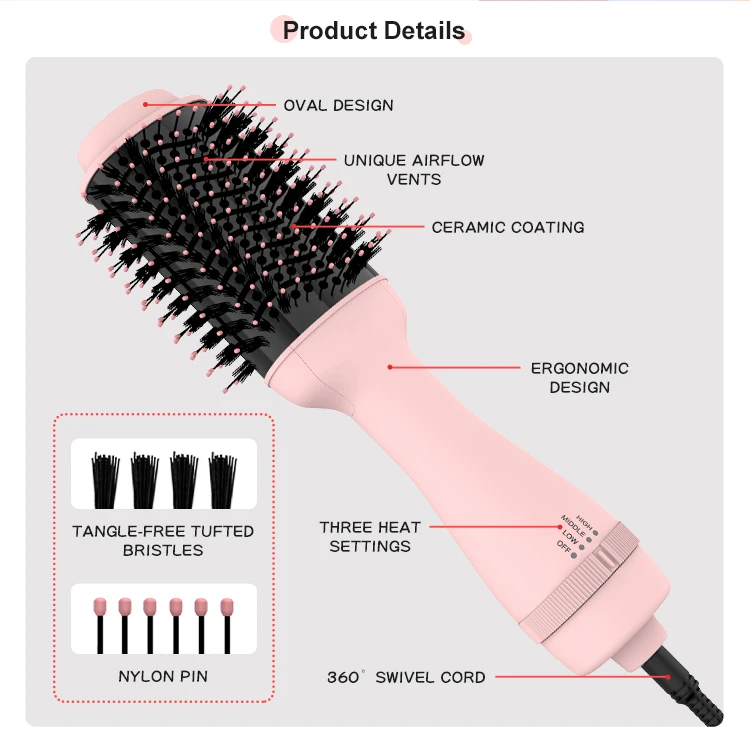 Hair Dryer Brush High Quality Negative Ion Volumizer Straightener Styling Comb Hair Dryer Hot Air Brush Tools