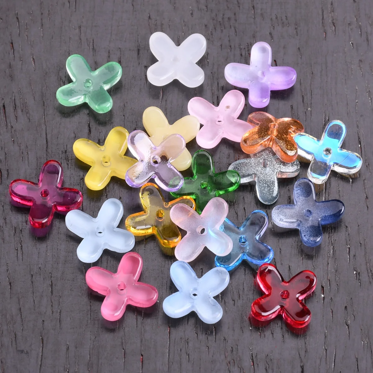 20pcs Cross Flower Shape 12mm Lampwork Crystal Glass Loose Beads Lot For Jewelry Making DIY Crafts Findings