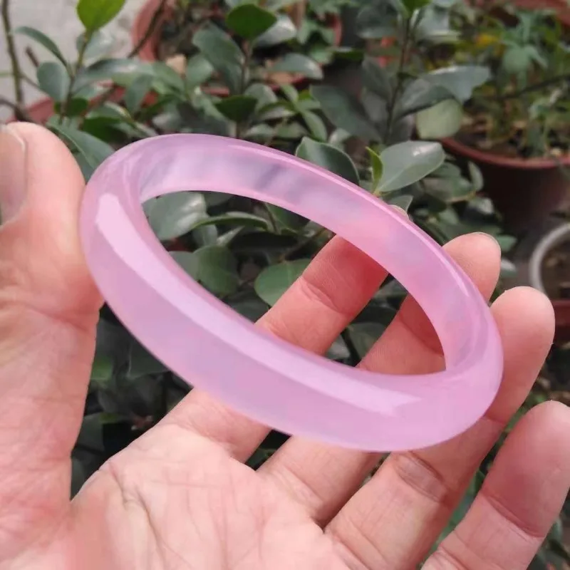 

Onyx Ice Species Thin Strip Thickened Pink Chalcedony Bracelet Hibiscus Jade Women's Popular Jade Bracelet