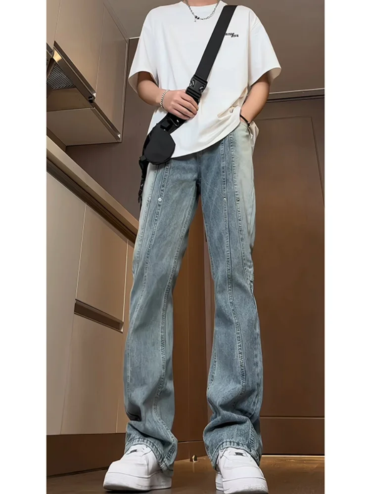 

Мужские летние тонкие джинсы прямого кроя в стиле ретро, универсальные длинные брюки для похудения, свободные повседневные брюки больших размеров, модные хлопковые брюки...